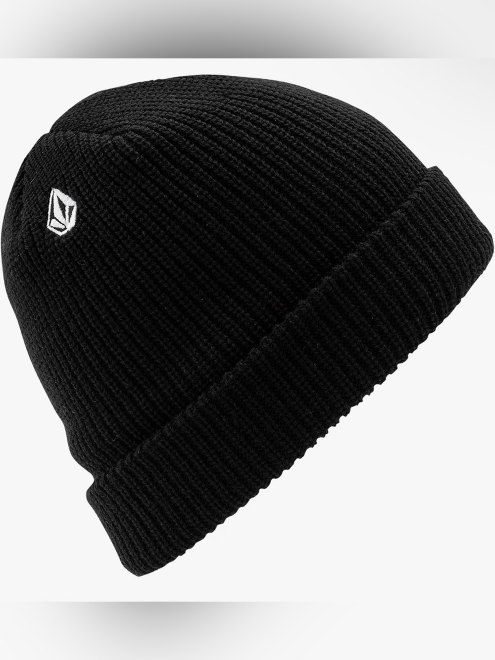 Volcom Black Ribbed Fold Cuff Beanie